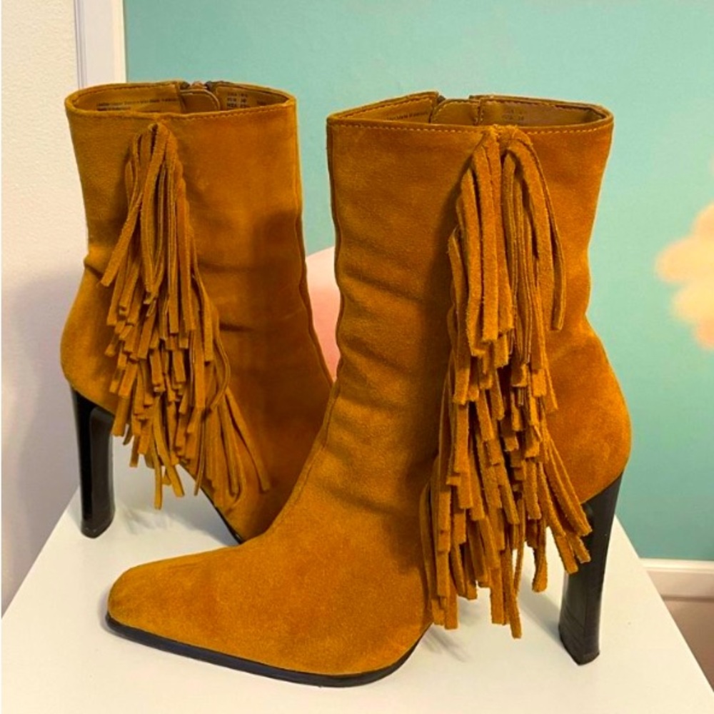 High Heeled Fringed Boots by Prediction | Size 6.5